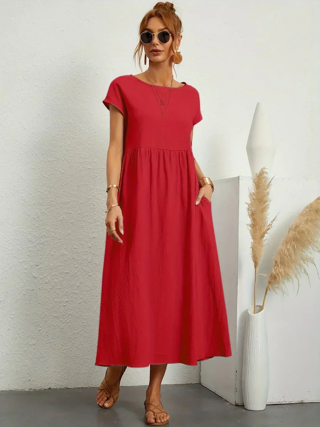 Gabrielle™ | Robe Midi Fluide à l’Élégance Intemporelle