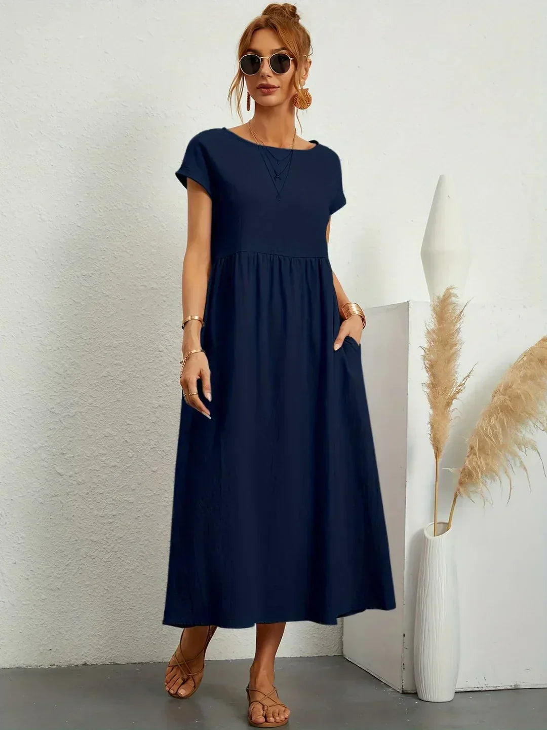 Gabrielle™ | Robe Midi Fluide à l’Élégance Intemporelle