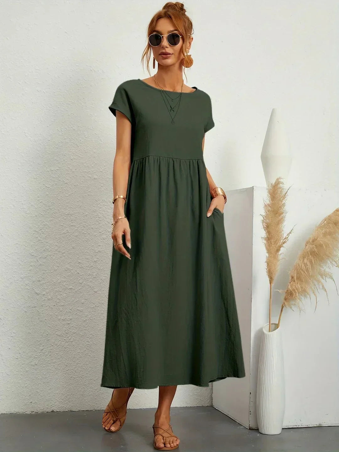Gabrielle™ | Robe Midi Fluide à l’Élégance Intemporelle