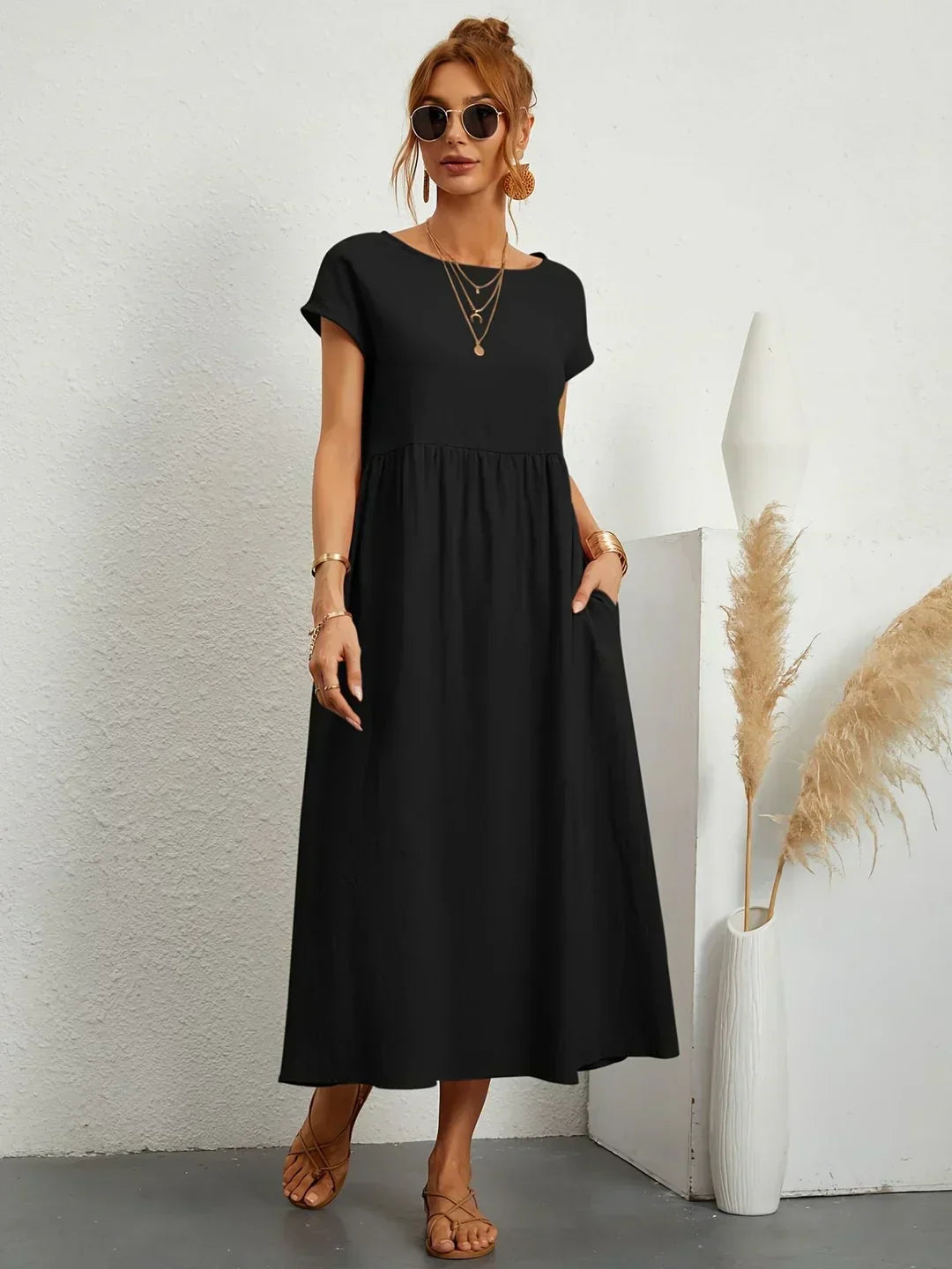 Gabrielle™ | Robe Midi Fluide à l’Élégance Intemporelle